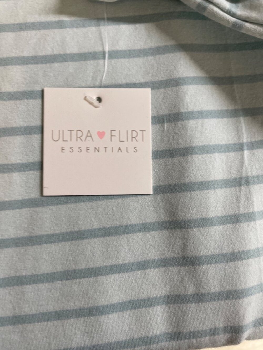 Ultra Flirt Essentials Womens 1X Long Sleeve Light Blue Striped Shirt - Picture 5 of 5